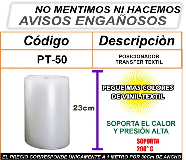 PT-50 POSICIONADOR TRANSFER PARA TEXTIL 23cm - Imagen 2