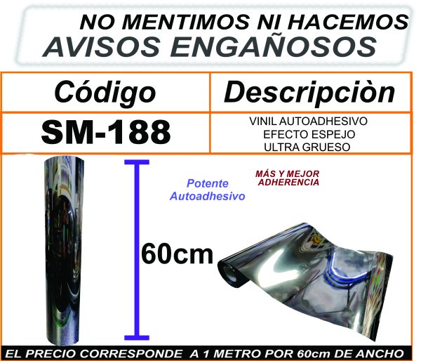 VINIL AUTOADHESIVO EFECTO ESPEJO ULTRA GRUESO - Imagen 2