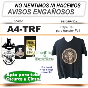 TRF TRANSFER FOIL 10 HOJAS A4 + NANOPOLVO + FOIL