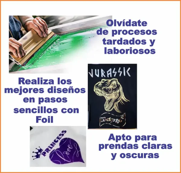 TRF TRANSFER FOIL 10 HOJAS A4 + NANOPOLVO + FOIL - Imagen 3
