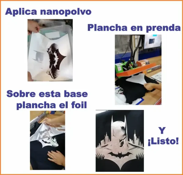 TRF TRANSFER FOIL 10 HOJAS A4 + NANOPOLVO + FOIL - Imagen 5
