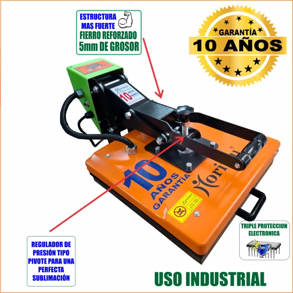 INDUST-38MX PLANCHA DE SUBLIMACIÓN BASE FIJA 10 AÑOS DE GARANTÍA. - Imagen 5