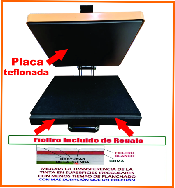 INDUST-38MX PLANCHA DE SUBLIMACIÓN FIJA 10 AÑOS DE GARANTÍA. - Imagen 4