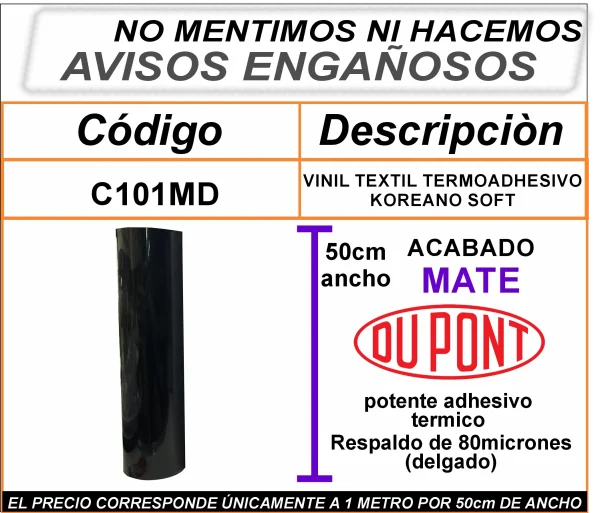 VINIL TEXTIL NEGRO SOFT ACABADO FINO - Imagen 2